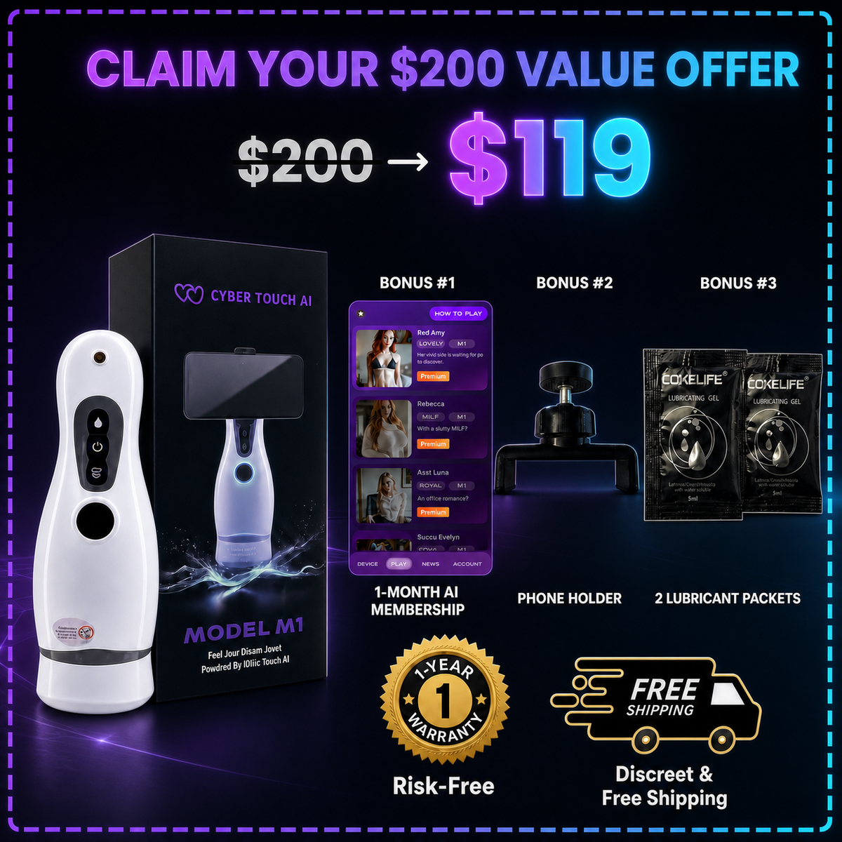 Cyber M1 - (Limited Offer $200 Value: Free 1 Month App Membership+Gifts+Free Shipping)
